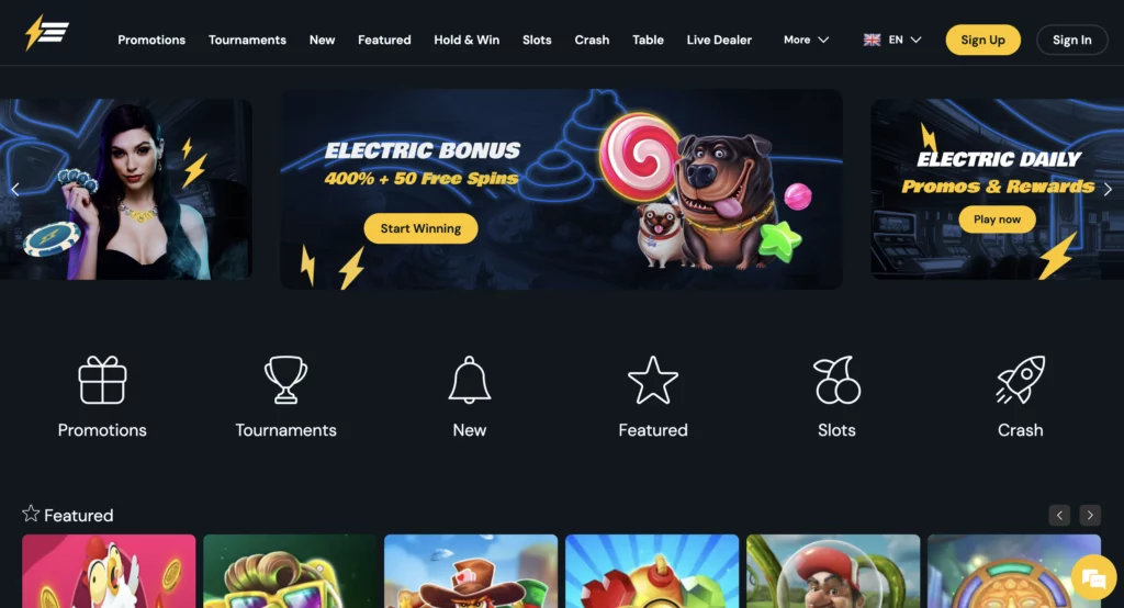 electric wins main page